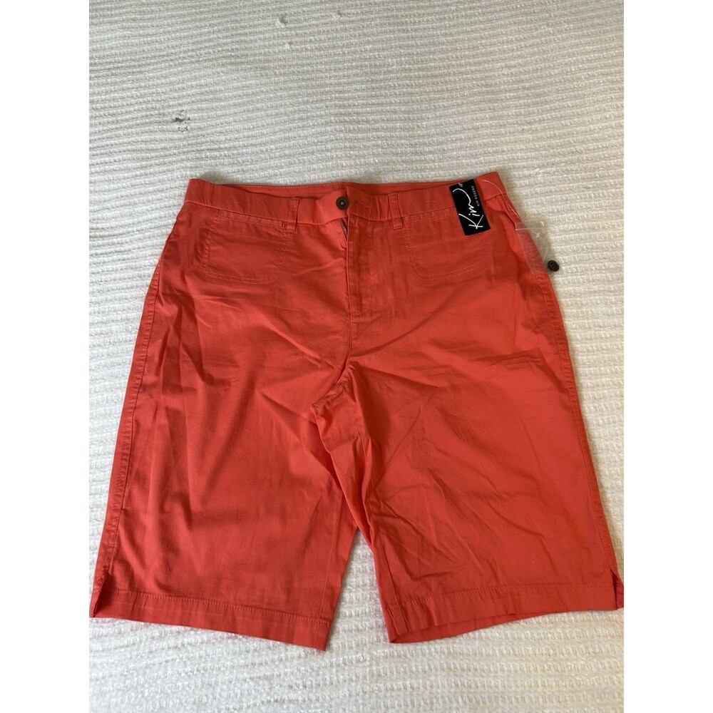 NEW Kim Rogers Women Size 14 Coral Bermuda Chino Shorts Pockets Coastal Summer